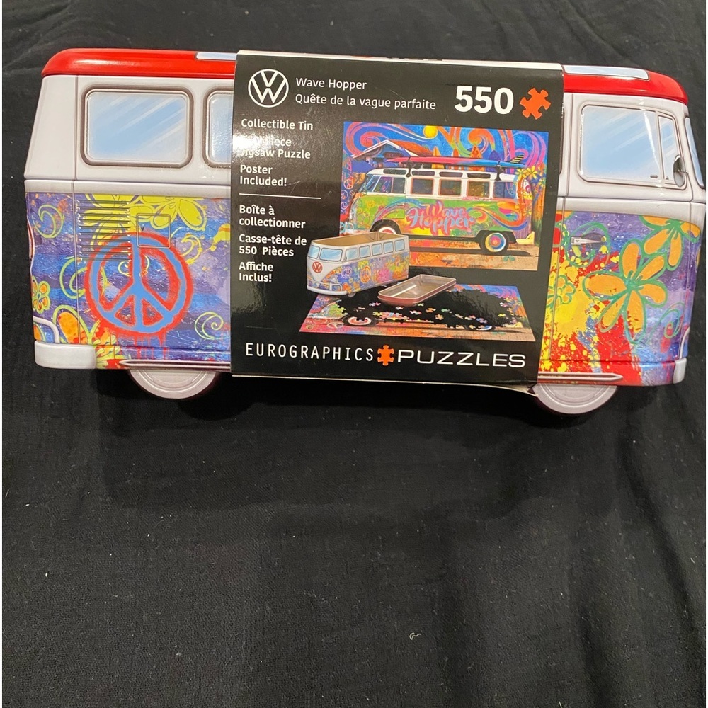 GROOVY VW bus puzzle in COLLECTABLE tin- see pic for all the details! Family FUN - Picture 2 of 12
